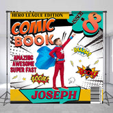 Lofaris Baaam Comic Book Hero Custom Photo Birthday Backdrop